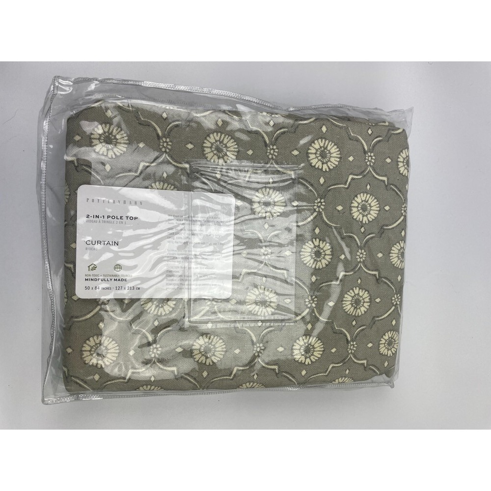 Pottery Barn Kaila Trellis Print 2-in-1 Pole Top Curtain Size 50" X 84" NEW